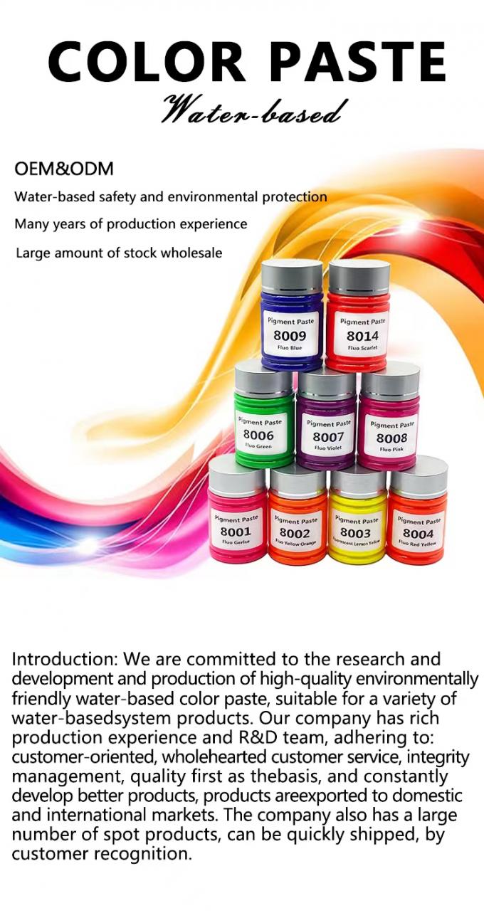 Wholesale Long Term Stable Quality Bright Colors Paint Color Paste Water Based Fluo Green Pigment Dispersion 0